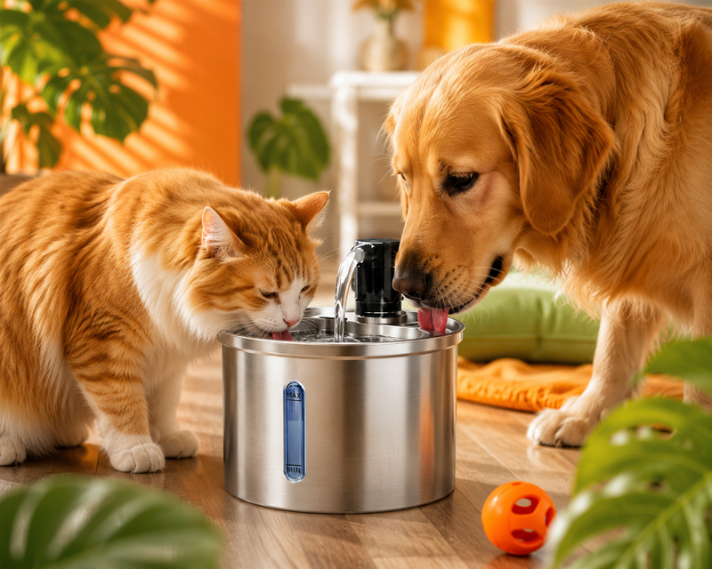 Fonte de Água Inteligente em Aço Inoxidável para Pets